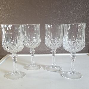 Vintage Cristal D'Arques Longchamp Pattern Wine Glasses 8 Oz.